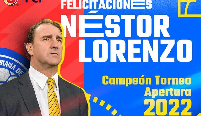 El técnico Néstor Lorenzo llegó en enero del 2021 al banquillo de FBC Melgar y ahora dirigirá a Colombia. Foto: @FCFSeleccionCol/Twitter