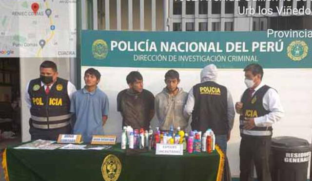 Integrantes de banda Los Malacos fueron conducidos a Depincri Comas para ser investigados y saber si están implicados en otros robos. Foto: Facebook/PNP Comas