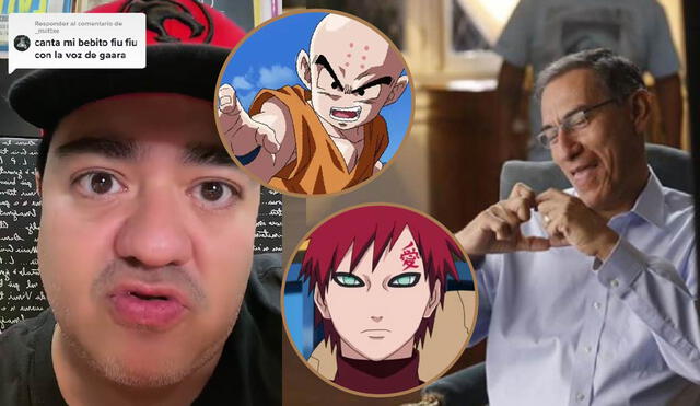 El actor de voz Eduardo Garza cantó "Mi bebito fiu fiu" con la voz de Gaara de Naruto. Foto: composición LR/ captura de TikTok/ @lalogarx