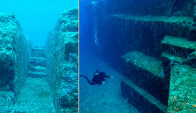 La misteriosa 'ciudad' se encuentra en un lugar cercano a la isla de Yonaguni (Japón). Foto: composición El Tiempo/captura de YouTube