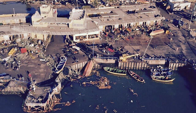 Así quedó la localidad costera de Tongoy tras el terremoto de 8,4 que ocasionó un tsunami. Foto: AFP.