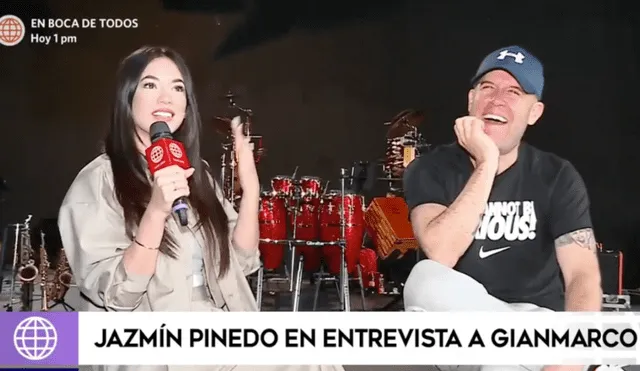 Jazmín Pinedo se puso nerviosa al entrevistar a Gian Marco. Foto: Captura de América TV