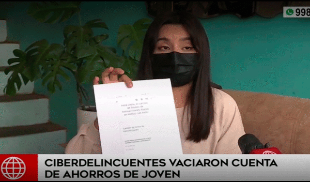 La víctima responsabiliza a la empresa Entel y al Banco Pichincha por la vulneración de sus datos personales y cuentas. Foto: captura de América TV