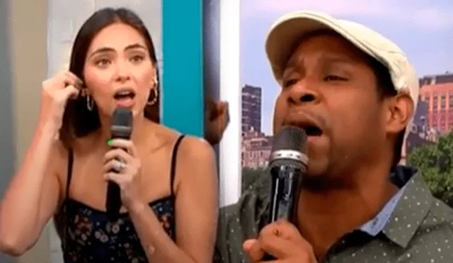 Natalie Vértiz no se dejó amilanar por los comentarios de 'Giselo' Dávila y lo 'cuadró' en vivo. Foto: composición LR/captura América TV