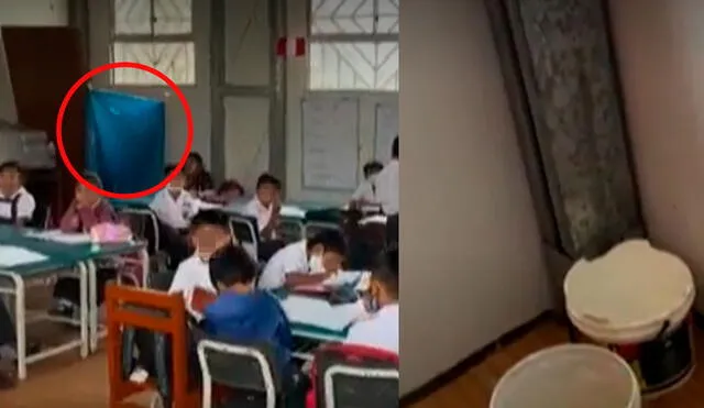 Las más afectadas son las niñas, a las que se les ha acondicionado un espacio bastante precario dentro del salón de clases. Foto: captura de Canal N