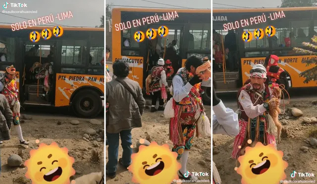 Miles de usuarios aplaudieron el gesto del chofer porque permitió que la llame viaje dentro del bus. Foto: composición LR/capturas de TikTok/@saukcorahuaovied