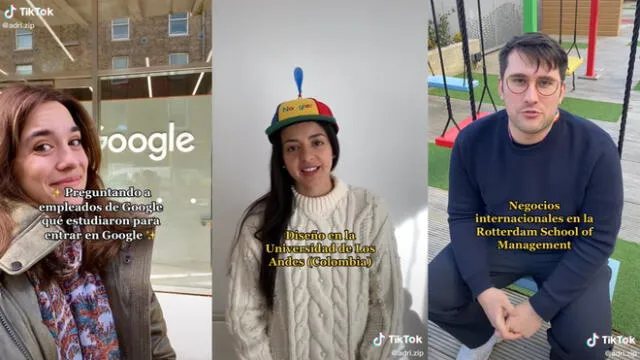 Miles de usuarios se sintieron identificados con las carreras de los trabajadores de Google. Foto: composición LR/@adri.zip/TikTok
