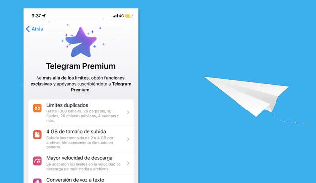 La versión premium de Telegram tiene un precio de 4,99 dólares. Foto: Omicrono