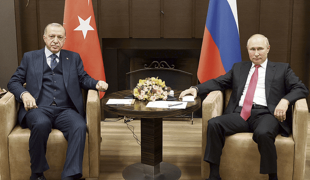 Turquía y Rusia. Erdogan y Putin decidirán hoy la salida de millones de toneladas de granos producidos en Ucrania. Foto: AFP