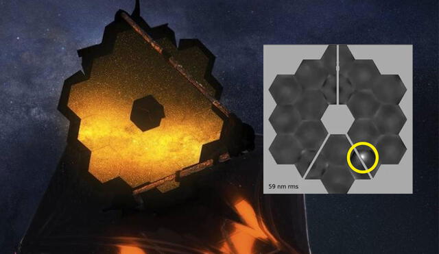 Un meteorito más grande de lo esperado impactó en el telescopio espacial James Webb. Imagen: composición / NASA