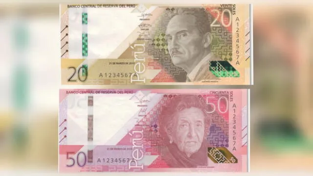 Billetes de S/ 20 y S/ 50 tendrán nuevos diseños que entran en circulación desde hoy, 20 de julio. Composición LR