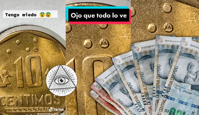 El video viral de Tiktok que muestra una moneda de 10 céntimos con 'ojo masónico' tuvo ofertas exorbitantes, pero ¿cuánto cuesta realmente?. Foto: composición LR/Tiktok/@numismatica_lima_este/BCRP/Freepik