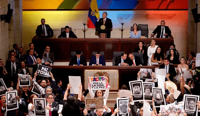 Iván Duque fue criticado en su último discurso frente al Congreso. Foto: AFP