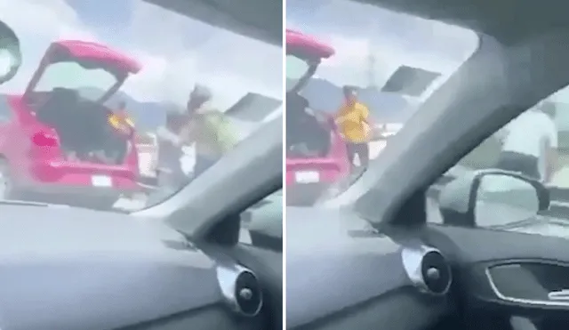 El video muestra cómo un joven motorizado de 26 años es tirado desde un puente en plena pelea. Foto: composición LR / The Sun