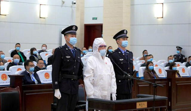 El condenado a muerte, Tang Lu, frente al tribunal chino que reafirmó su sentencia. Foto: China Central Television