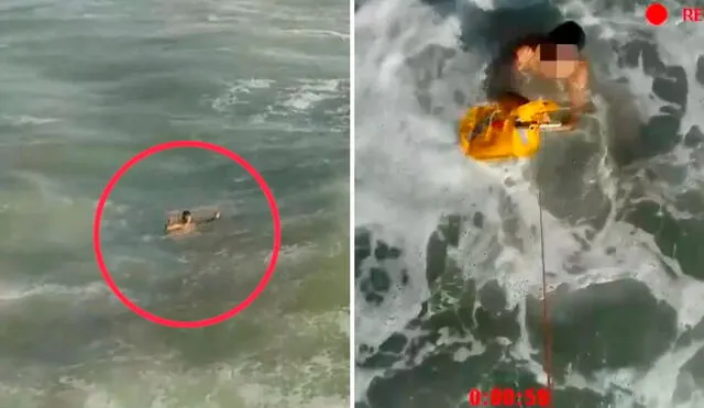 Un dron lanza un salvavidas y evita que un niño de 14 años se ahogue en una playa de Sagunto. Foto: composición LR/ Telemundo