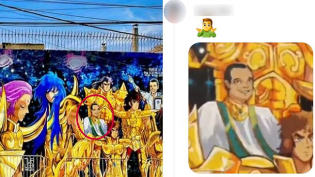 El mural en honor a "Los caballeros del zodiaco" fue de 17 metros. Foto: composición LR/captura de Facebook