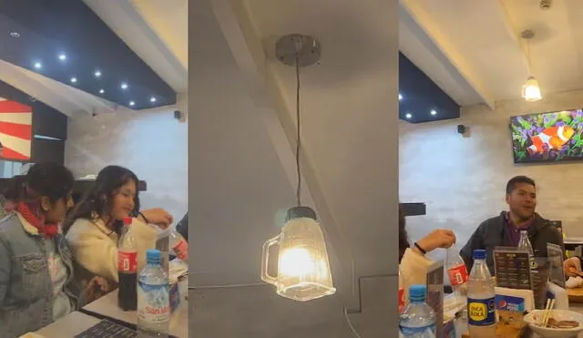 Miles quedaron sorprendidos con la curiosa lámpara que coloco el restaurante. Foto: composición LR/ captura de TikTok/ @lukostchuk1