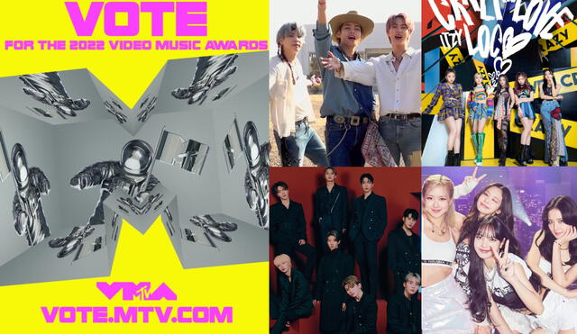 Idols k-pop disputan 6 categorías en los premios de la MTV. De ellos, BTS cuenta con más nominaciones. Foto: composición LR/MTV/JYP/Hybe/YG