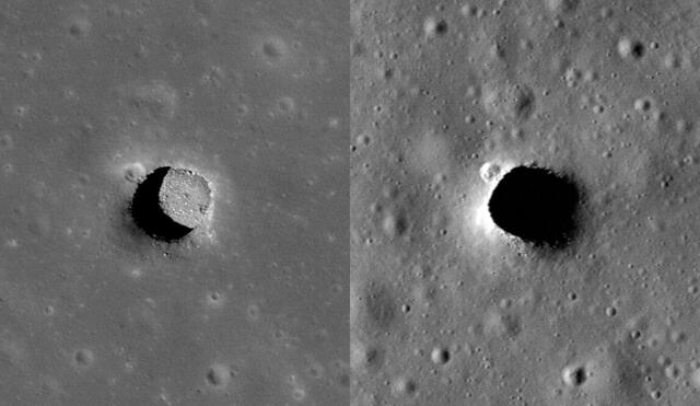 Estos pozos lunares permanecen a una temperatura estable de 17°C, informan científicos financiados por la NASA. Foto: NASA / GSFC / Arizona State University