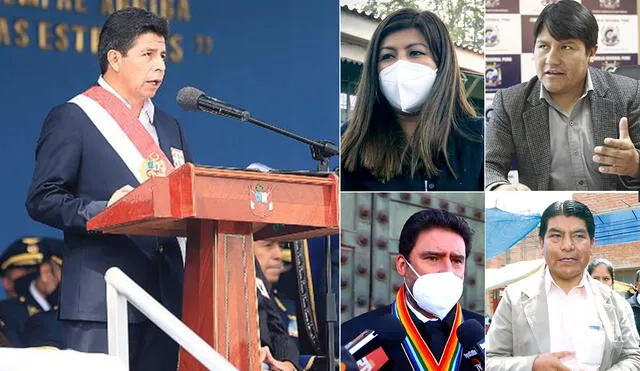 Esperan mensaje. Gobernadores Gutiérrez (Arequipa) y Alejo (Puno), además de alcaldes Boluarte (Cusco) y Ticona (Puno). Foto: Composición La República