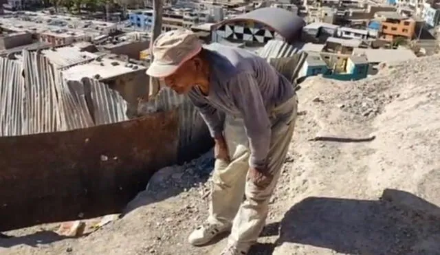 El anciano vive en las faldas de un cerro. Foto: Captura radio Americana