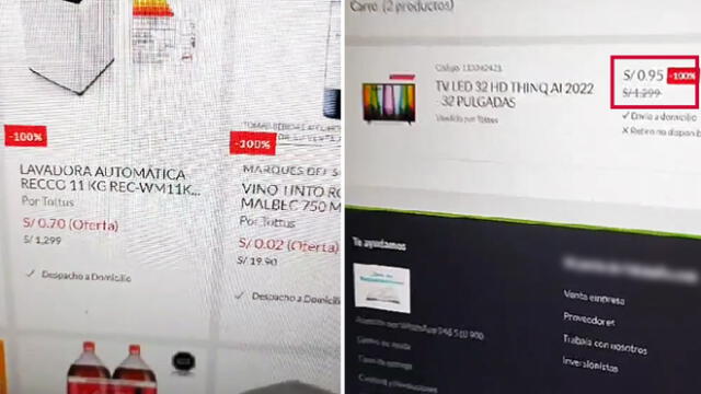El clip viral expuso televisores a S/ 0.95 hasta muebles y lavadoras a S/0.70. Foto: composición LR/captura de TikTok/@renzogarcia12