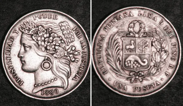 La peseta peruana fue acuñada entre los años 1880 y 1882. Foto: composición LR / Coinshome