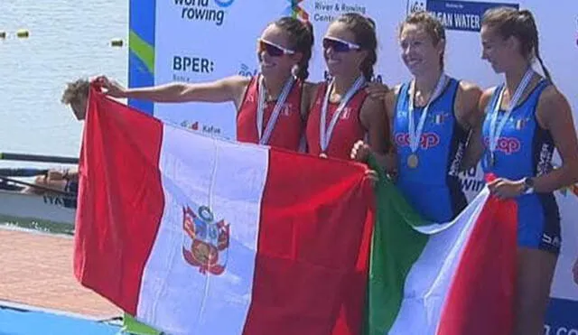 Valeria y Alessia Palacios quedaron a poco más de tres segundos del primer lugar. Foto: captura de World Rowing