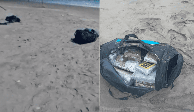 Paquetes con droga se encontraban en maletas regadas en arena de playa lambayecana. Foto: Composición La República/PNP