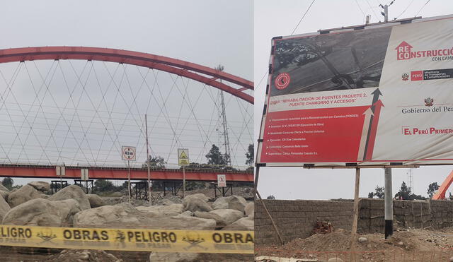 En el 2017, el río Matagente incrementó su caudal generando daños en una de las bases del puente. Foto: Twitter