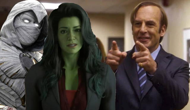 Los afiches promocionales de "Better call Saul" y las más recientes series de Marvel guardan un parecido que llama la atención. Foto: composición LR/Disney+/Netflix