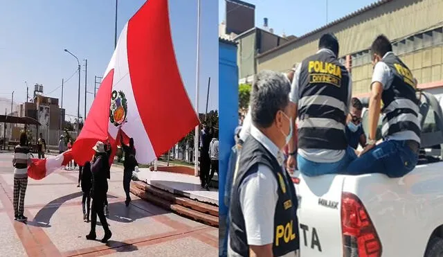 Protestaron realizaron izamiento de la bandera a modo de protesta. Foto: Telesur-Expresión/ Radio Americana