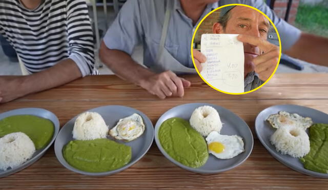 El platillo que cocinó el youtuber fue arroz blanco con puré de verduras y huevo frito. Foto: composición LR/captura de YouTube/@Tio Lenguado y Descocaos