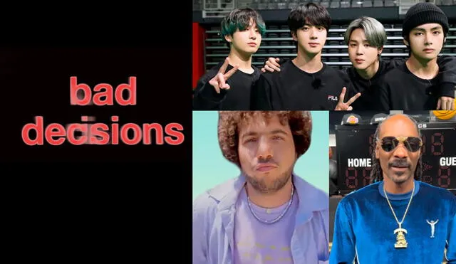 BTS: "Bad decisions" es uno de los sencillos del nuevo álbum de Benny Blanco. Foto: composición LR/BIGHIT/Interscope