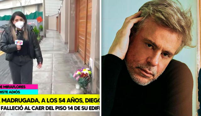 Diego Bertie cayó desde el piso 14 de su vivienda. Fans acudieron al lugar a dejar flores. Foto: composición LR/captura de Willax/Diego Bertie/Instagram