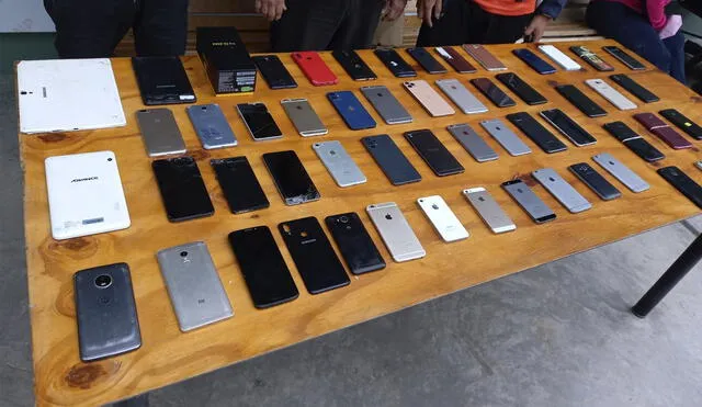 Los celulares incautados son de diferentes marcas y gamas. Foto. Ministerio Público Lambayeque