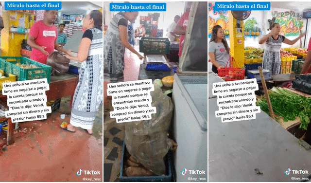 La mujer comenzó a gritar exigiendo al vendedor que le entregara sus productos. Foto: composición LR/captura de TikTok/@Key_resc