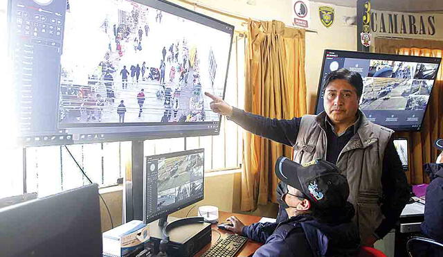 Videovigilancia.  Municipio de San Román instaló 60 cámaras a lo largo de la ciudad que reportan a una matriz. Foto: La República/Juan Carlos Cisneros