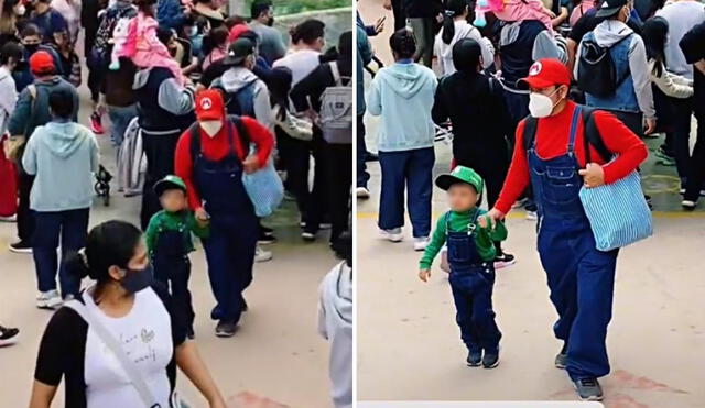 La familia vestida de Mario Bros y Luigi emocionó a miles de usuarios. Foto: TikTok/@.missleslie