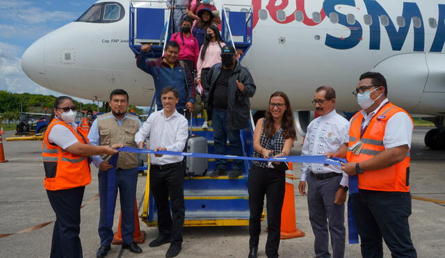 Este lunes 8 de agosto, un vuelo interregional procedente de Arequipa aterrizó en la ciudad de Tarapoto. Foto: JetSmart