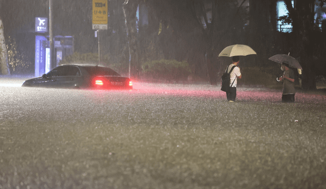 La Administración Meteorológica de Corea estima que las lluvias continuarán en los próximos días. Foto: AFP