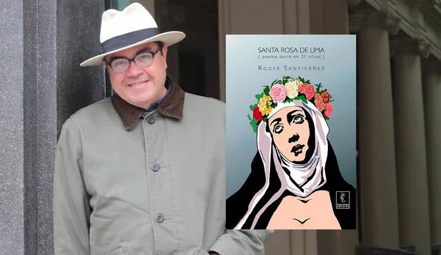 El poeta Roger Santiváñez. Al lado, portada de su reciente poemario. Fotocomposición: La República.