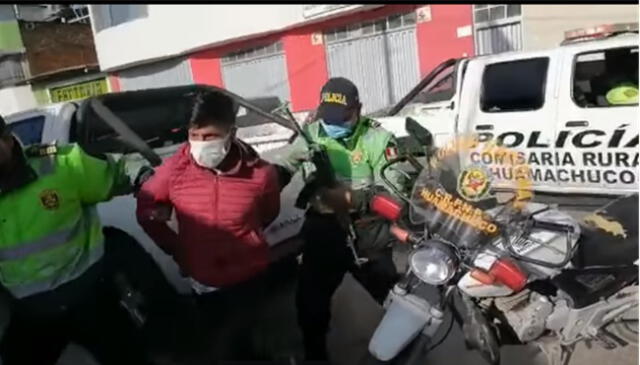 Isidoro Rodríguez fue capturado en la plaza de armas de Huamachuco. Foto: captura HCO TV