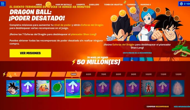 El evento Poder Desatado de Dragon Ball Super estará disponible en Fortnite hasta el 30 de agosto de 2022. Foto: Fortnite