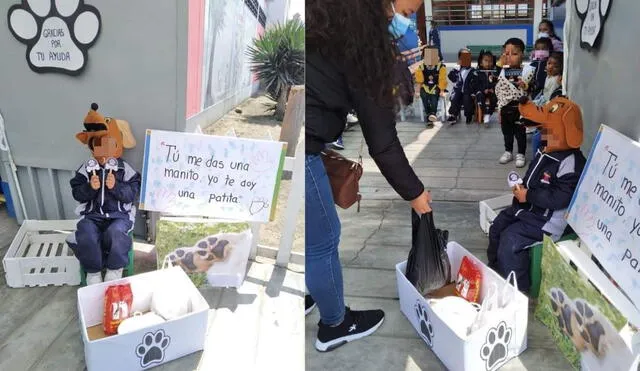 Niños de una institución educativa del nivel inicial del distrito de Chimbote (Áncash) realizan una campaña a favor de los perros callejeros. Foto: composición LR/Facebook/ SCANPE - Perú