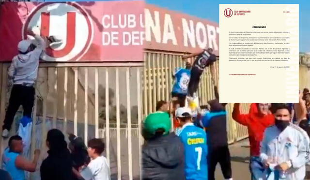 El cuadro crema se pronunció luego de los incidentes en el Monumental. Foto: composición/captura de Twitter/Universitario