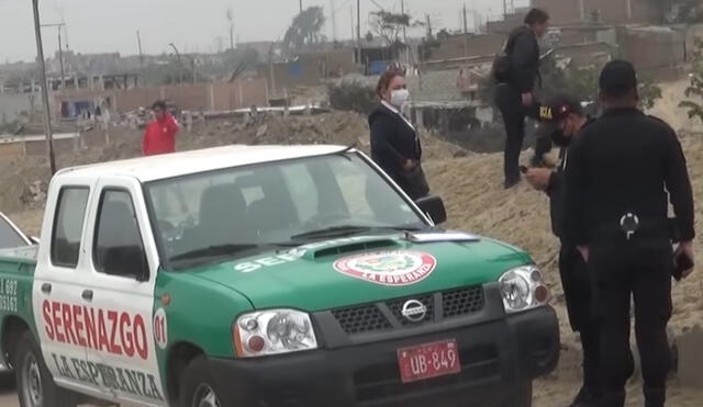 Agentes de Serenazgo de La Esperanza fueron los primeros en llegar a la escena del crimen. Foto: captura video Sol TV