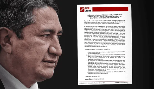 El partido del exgobernador de Junín anunció que denunciará al fiscal que acusó a Perú Libre ser una organización criminal. Foto: Composición Fabrizio Oviedo/La República