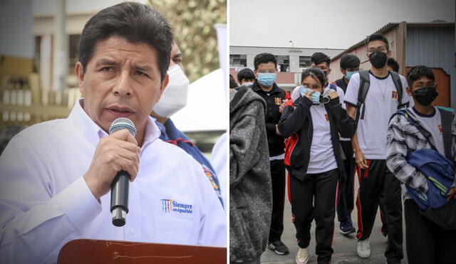 Pedro Castillo oficializará uso facultativo de mascarillas en las escuelas del país. Foto: composición LR/Presidencia